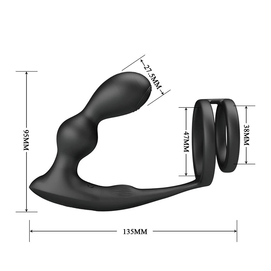 MR PLAY - VIBRATING ANAL PLUG WITH PENIS RING REMOTE CONTROL